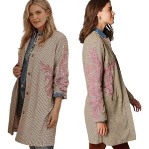 J. JILL 🔖NWT! Embroidered Houndstooth Snap Front Jacket - Size L